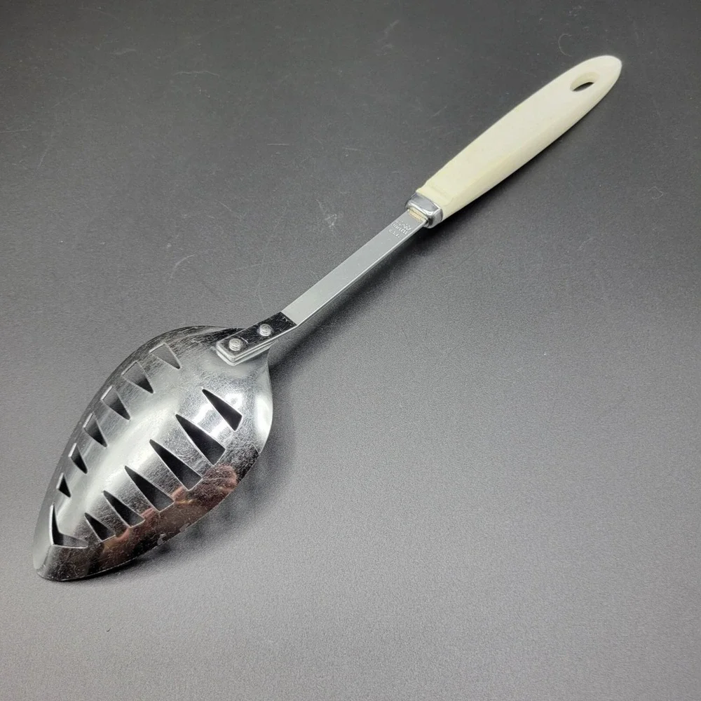 Vintage Androck Heart Handle Stainless Steel Slotted Serving Spoon READ